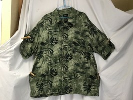 Claiborne Button Up Shirt Adult XXL Green Short Sleeve Casual Mens Beach - £5.50 GBP