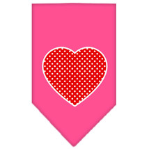 Red Swiss Dot Heart Screen Print Bandana Bright Pink Small - £9.11 GBP