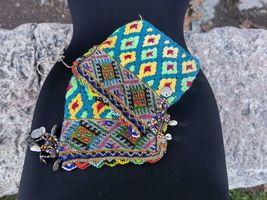 Unique leggings, hand knitted leggings, colorful, extra beads decorated - $30.00