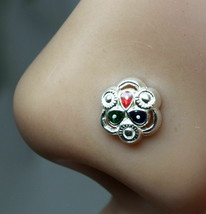 Sterling Silver nose stud, Body Piercing Jewelry Indian Nose ear ring Push Pin - £8.49 GBP