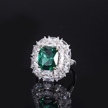 100% 925 Sterling Silver 10*12MM Emerald Ruby Sapphire Ring Luxury Big Gemstone  - £52.28 GBP