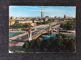 Vintage alte Postkarte Paris Le Pont 1976 von Frankreich nach Israel... - $3.04