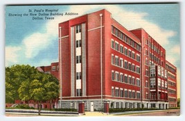 St. Paul&#39;s Hospital Building Dallas Texas Linen Postcard Curt Teich Vintage - £6.33 GBP