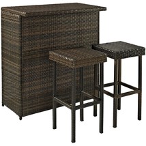 Crosley Furniture 3-Piece Palm Harbor Outdoor Wicker Bar Set with Bar and Two St - £404.17 GBP