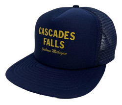 Vintage Cascades Falls Hat Cap Snap Back Blue Mesh Trucker Jackson MI CH... - $19.79
