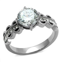 8mm Round Cut CZ Engagement Ring Stainless Steel TK316 - £12.86 GBP