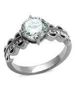 8mm Round Cut CZ Engagement Ring Stainless Steel TK316 - £12.58 GBP