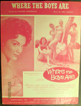 CONNIE FRANCIS: (WHERE THE BOYS ARE) ORIG,1960 MOVIE SHEET MUSIC (CLASSIC) - $1,914.27 MXN