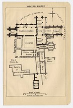 1924 Original Vintage Plan Of Bolton Priory / Bolton Abbey / England - £13.66 GBP
