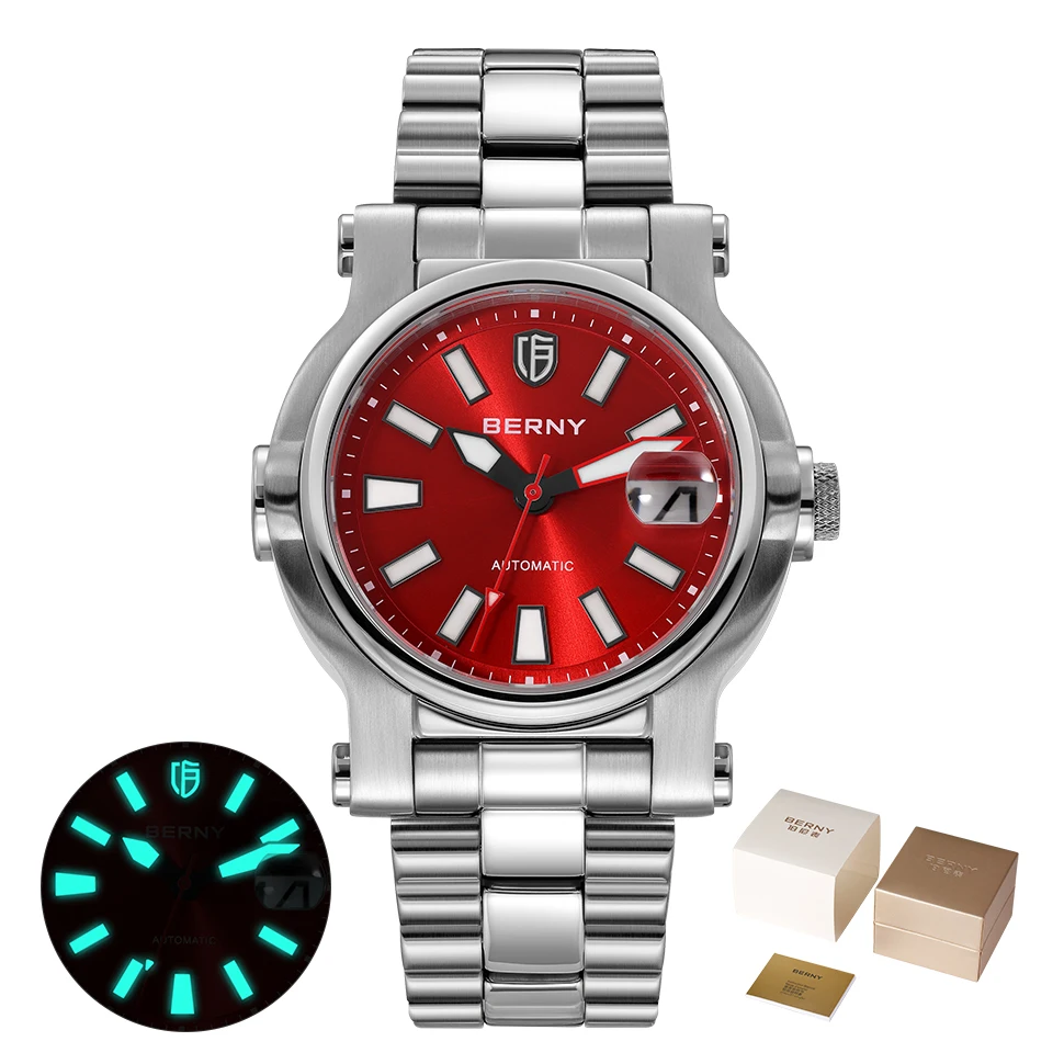 BERNY Men Diver Automatic Watch  NH35  Sapphire Stainless Steel Diving Mechanica - £273.67 GBP