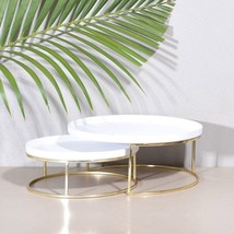 Cake Stand dessert platter white and Gold stainless Steel pack of 2 - £51.45 GBP