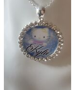 Hello KITTY  pretty rhinestones 925 silver necklace personalized Gift Box - $21.50