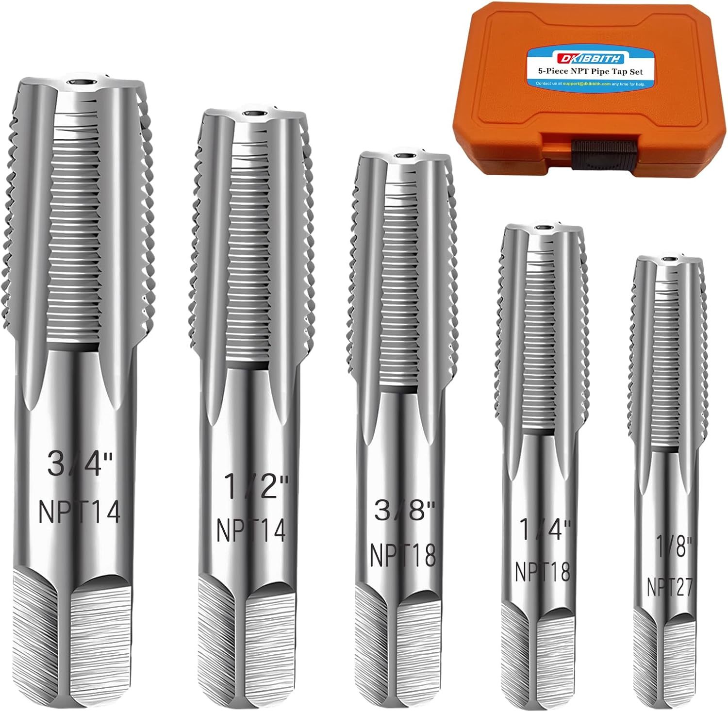 5-Piece Npt Pipe Tap Set, 1/8&quot;, 1/4&quot;, 3/8&quot;, 1/2&quot;, 3/4&quot; ¾” Npt Tap Set Ca... - $26.86