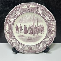 Crown Ducal Colonial Times Purple Pilgrims Going to Church Dinner Plate 10.5&quot; - £27.73 GBP