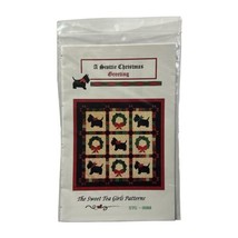 A Scottie Christmas Greeting Dog Sweet Tea Girls Quilt Pattern 56&quot; Square - $14.99