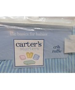 Carter&#39;s Starters Blue Stripe Crib Ruffle Baby Nursery - £11.24 GBP