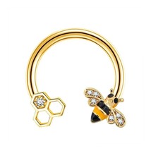 Bee Nose Ring 16G Horseshoes Rings Helix Hoop Septum Piercing Butterfly Sexy Nar - £9.52 GBP