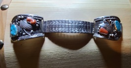 Vintage handmade Navajo silver cuffswith band. - £132.21 GBP