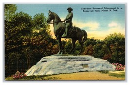 Theodore Roosevelt Monument Minot North Dakota ND Linen Postcard Z5 - £2.29 GBP