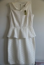 NWT Max Studio Dress 6 S White Peplum Crochet Sleeveless New - £31.38 GBP