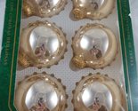 Set of 6 Krebs Glass Christmas Ornaments Shiny Gold with Trademark Crown... - $27.60