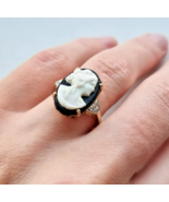 10K YELLOW GOLD  17 x 11 mm CAMEO DIAMOND ACCENT ANTIQUE RING 3.1 GRAM S... - $7,331.99 MXN