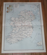 1908 Original Antique Map Of Ireland Railways - £29.10 GBP