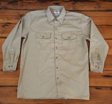 Dickies Khaki Cotton Blend Work Wear Long Sleeve Button Down Mens L 48&quot; ... - $36.99