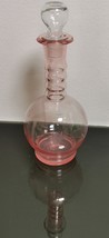 Vintage Pink Glass Hand Blown Etched Decanter - £21.64 GBP