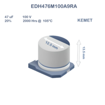 5X EDH476M100A9RAA KEMET 47uF 100V 12.5x13.5 Aluminum Electrolytic Capacitor SMD - £3.98 GBP