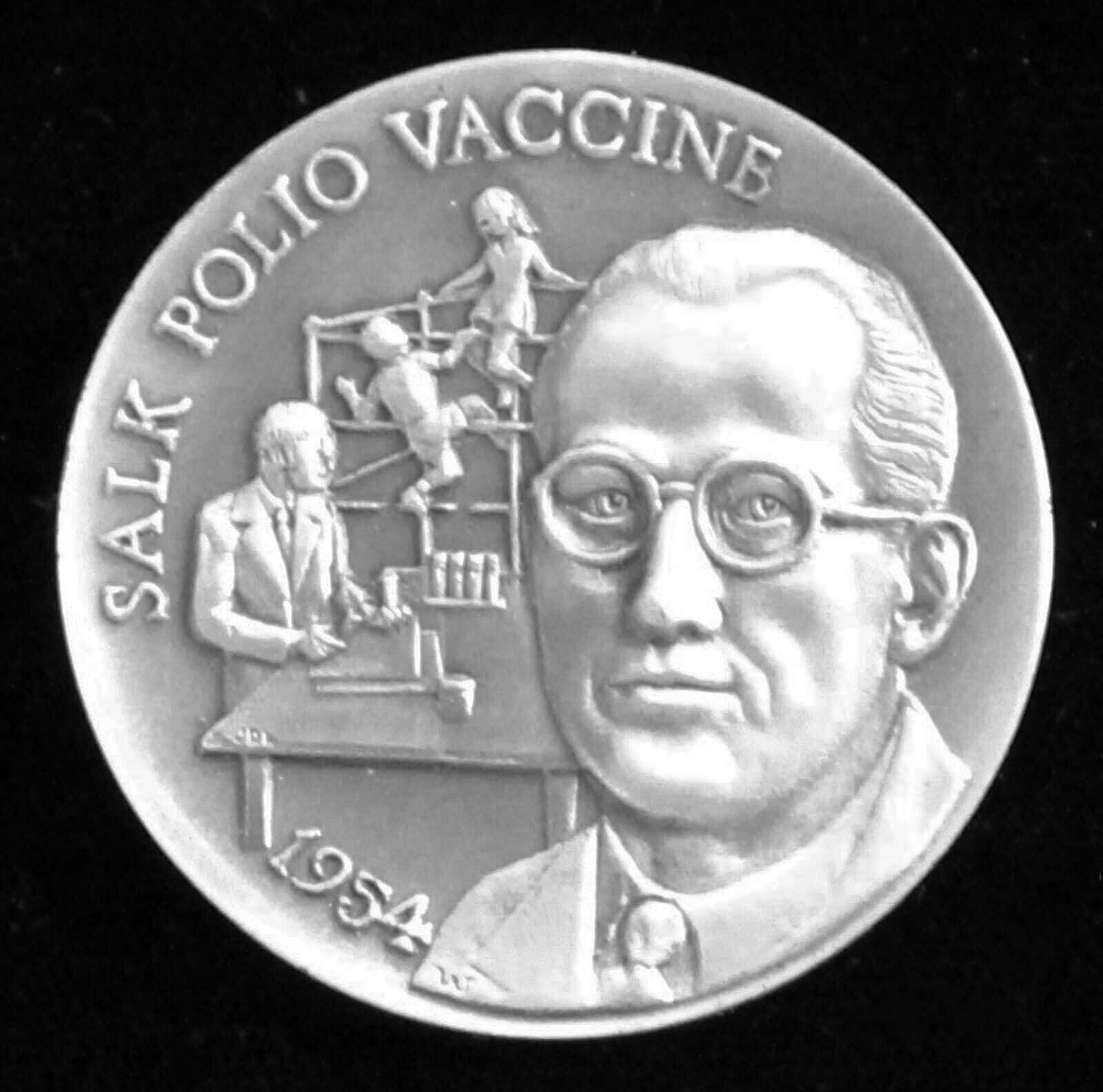 Longines Symphonette "1954 Salk Polio Vaccine" .925 Sterling Silver Medal 1.2 oz - $39.00
