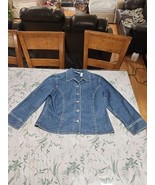 Liz Claiborne Denim Jean Jacket M Women&#39;s Studded 100% Cotton Studded - $31.68 CAD