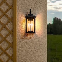 Black 3 Bulb 19.88&#39;&#39; H Outdoor Wall Lantern with Dusk to Dawn 19.9 * 9.4 * 8.7 - $86.61