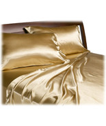 Divatex Home Fashions Royal Opulence Satin Queen Sheet Set, Gold - £52.59 GBP