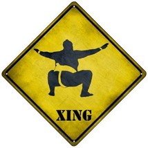 Sumo Wrestler Squatting Xing Novelty Mini Metal Crossing Sign - £13.30 GBP