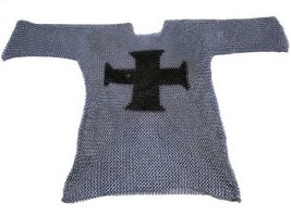 NauticalMart Mens Templar Cross Chainmail Shirt One Size Fits Most Silver  - £156.74 GBP