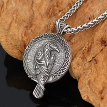Men&#39;s Vintage Viking Raven Amulet Pendant Necklace Protection Jewelry Chain 24&quot; - £9.34 GBP