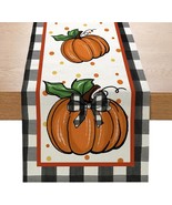 Buffalo Plaid Pumpkins Table Runner 13x72 Inches, Seasonal Fall Harvest ... - £11.70 GBP