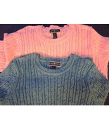 2 KAREN SCOTT WOMEN&#39;S SWEATERS 100% Cotton Aquamarine and Light Pink FRE... - $34.79 CAD