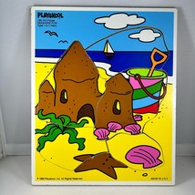 Vintage Playskool Puzzle Wood Beach Sandcastle Beach Pail Seaside Kids Activity  - $19.80