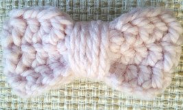 Hair Accessory Hand Made Crocheted Bow Barrette Light Pink, Large 6 &quot;Lx3&quot;W - £3.53 GBP