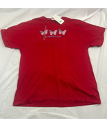 Butterflies Sonoma T-Shirt Women&#39;s L Red Graphic Short Sleeve Crew Neck New - £9.37 GBP