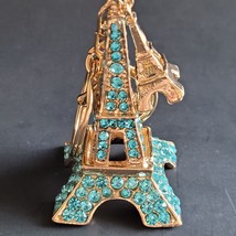 Eiffel Tower 3D Shaped Keychain Crystal Bling Rhinestone Keyring Handbag Charm - £9.96 GBP