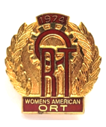 VTG 1974 Womens American ORT Pin Gold Tone Red Enamel Philanthropy Organ... - $239.15 MXN