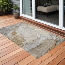 2&#39; X 3&#39; Beige Abstract Washable Non Skid Indoor Outdoor Area Rug - $852.80 MXN