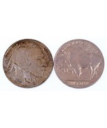 Lote De Dos Buffalo Cinco Centavos (1934 Y 1935) -d En XF Estado, Natura... - $46.77