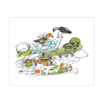 Art Poster | Playful Birds | Hand Drawn Artwork | Premium Matte Poster - £15.69 GBP