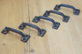 5 CAST IRON HANDLES RUSTIC DRAWER PULLS SMALL 3 5/8&quot; LONG HOME  KITCHEN ... - $14.49