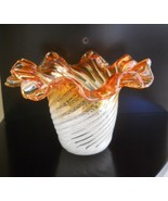 Flower Hand Made White Orange Swirl Art Glass Shade FREE ship after 1st ... - £15.37 GBP