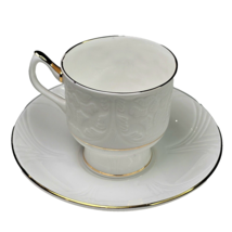 Staffordshire teacup and saucer Crown Fine Bone China Teacup Classic White Gold - £15.68 GBP